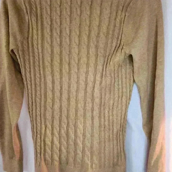 Lands End Cable Knit Cardigan Beige Girls Medium 10/12 - Picture 4 of 5